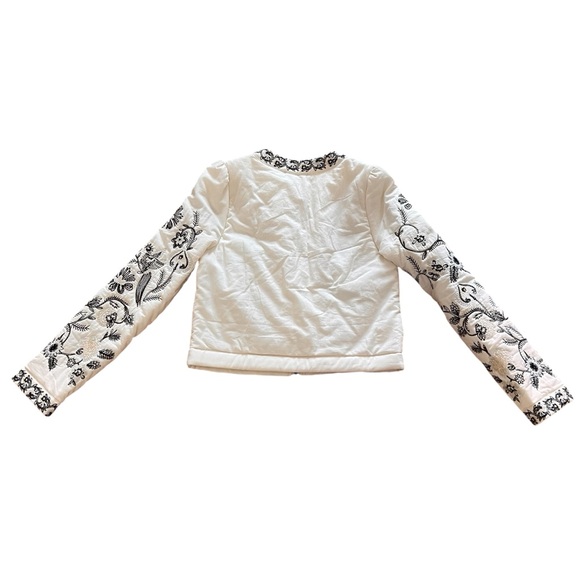NEW blue b Miranda Cream Black Mixed Floral Embroidered Zip Up Quilted Jacket S - Picture 6 of 6